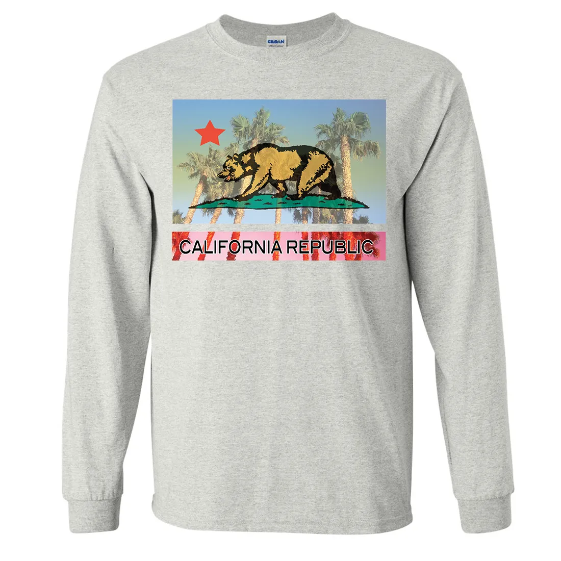 California Republic Palm Tree Bear Long Sleeve Shirt