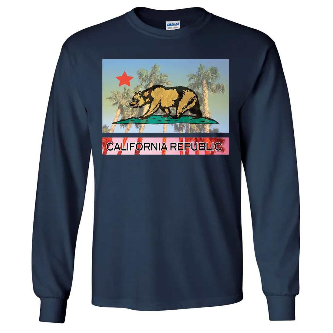 California Republic Palm Tree Bear Long Sleeve Shirt