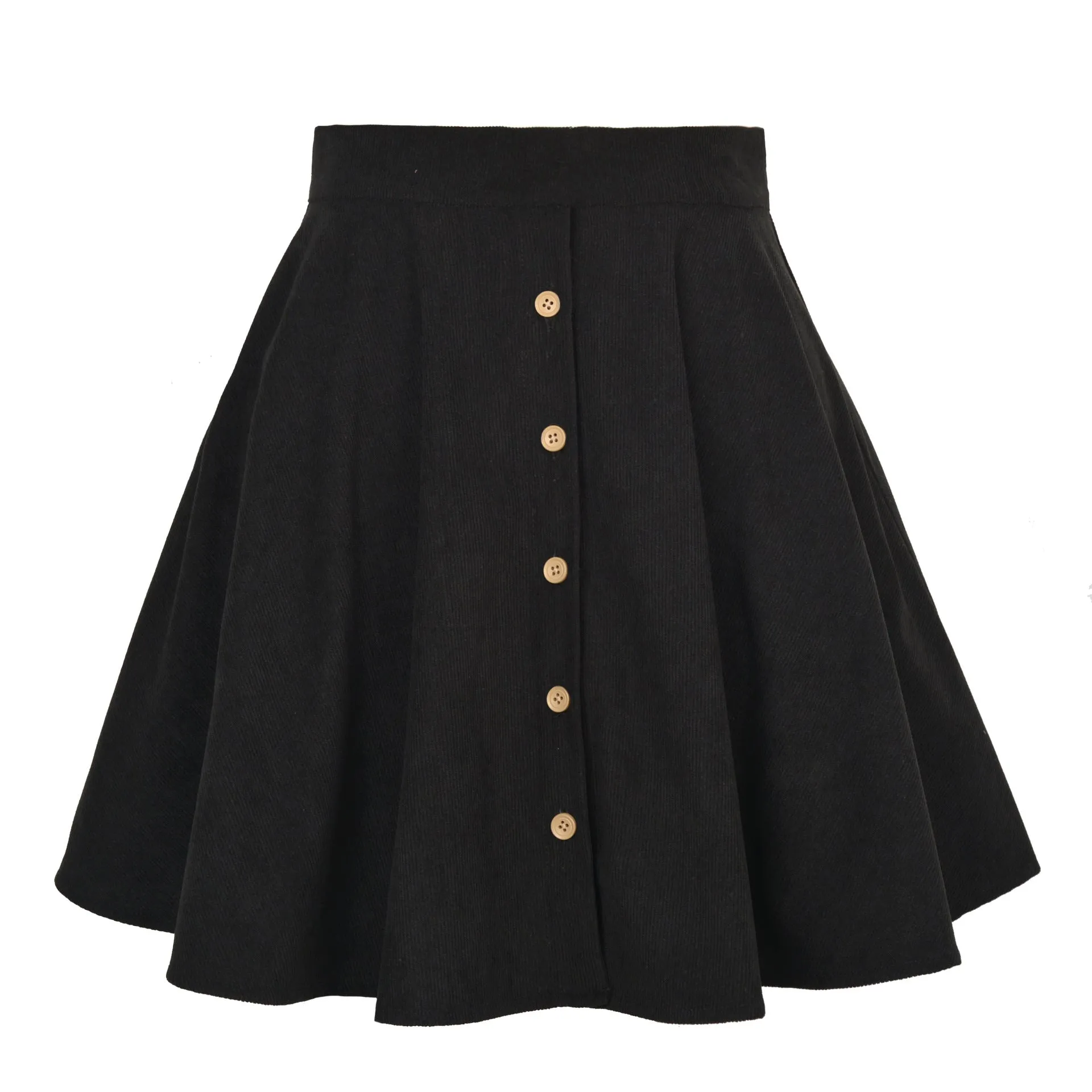 Corduroy Button Skater Skirt