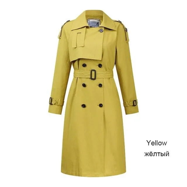 double breasted long outerwear for lady overcoat