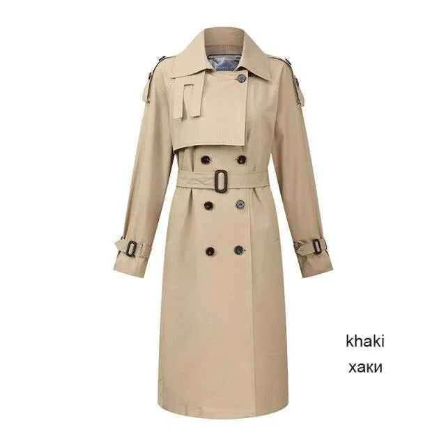 double breasted long outerwear for lady overcoat