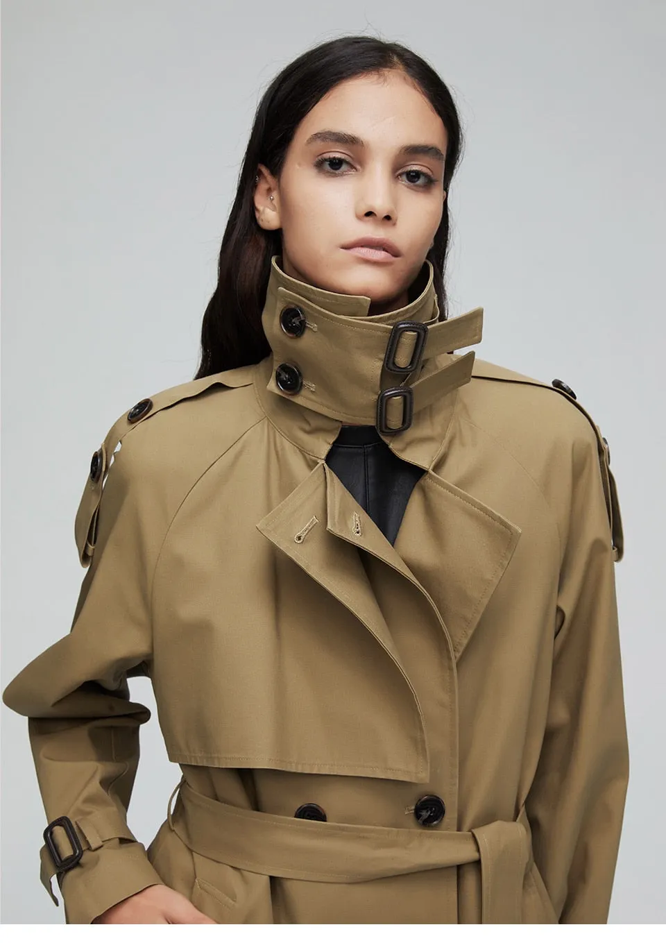 double breasted long outerwear for lady overcoat