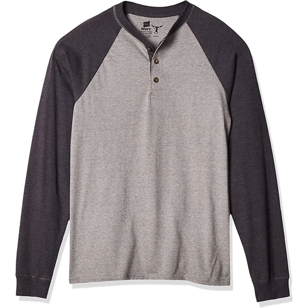Hanes Men's T-Shirts, Men's BeefyT Henley Shirts, Men's Cotton Long Sleeve Shirts | Multiple Colors
