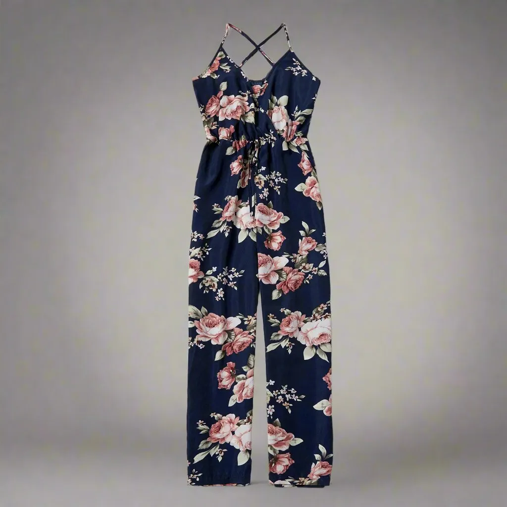 Mommy and Me Matching Floral Print Jumpsuits – Sleeveless and Long-Sleeve Options