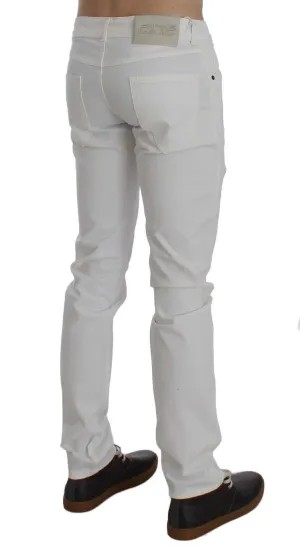 White Cotton Stretch Slim Fit Jeans